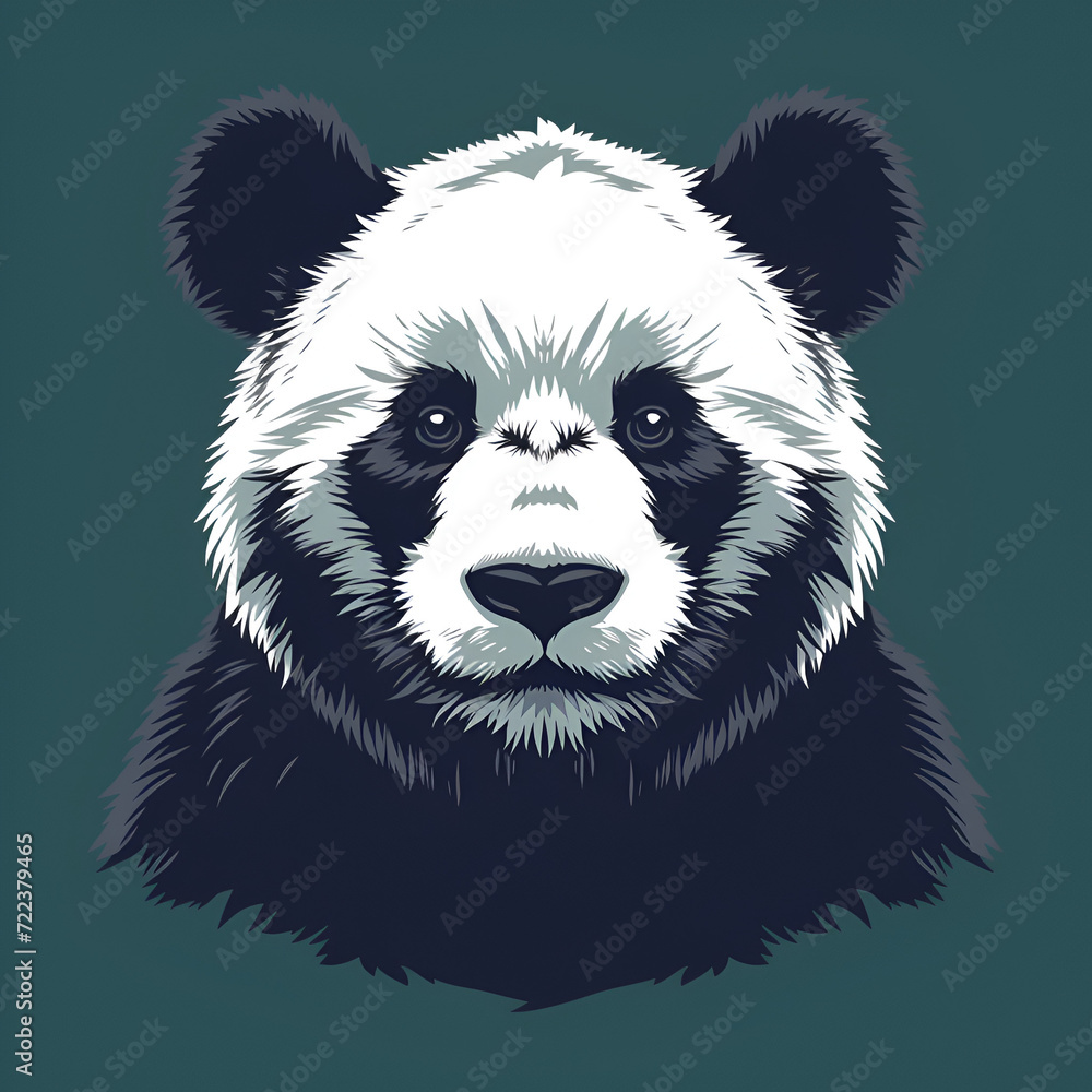 A logo illustration of a panda on green background. Created with generative AI. A logo illustration of a panda on green background. Created with generative AI.