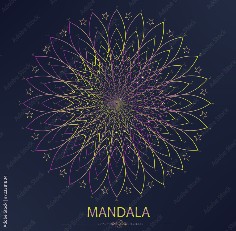 Obraz premium Mandala universal constructor set. gradient vector seamless pattern, corner frame elements and design template for postcards, banners and decor. Indian