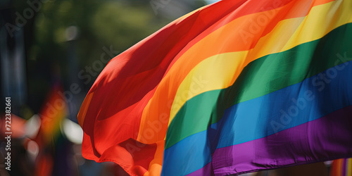 Rainbow Flag Waiving Outdoors photo