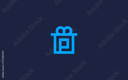 letter p with gift box logo icon design vector design template inspiration