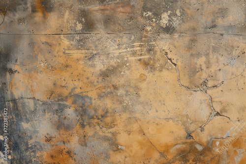 A textured concrete wall with a grungy mix of orange and black tones and visible cracks.