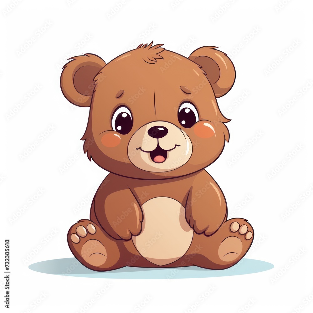 A cartoon-style illustration of a brown bear cub with a white tummy. It is sitting down and looking to the right. A cartoon-style illustration of a brown bear cub with a white tummy. It is sitting down and looking to the right.