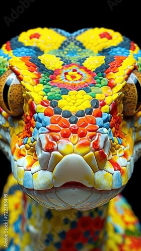 close up rainbow snakeskin symmetrical pattern with beautiful synthwave © Yuliia