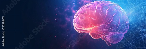 Neuroscience Concept with Glowing Pink Brain Illustration