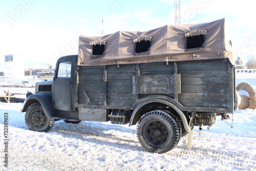 Old war machine at winter
