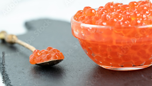 red sockeye salmon caviar in a caviar cup
