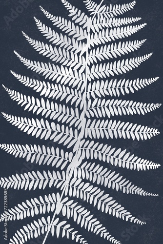 Wallpaper Mural poster Silcat fern branch on blue background Torontodigital.ca
