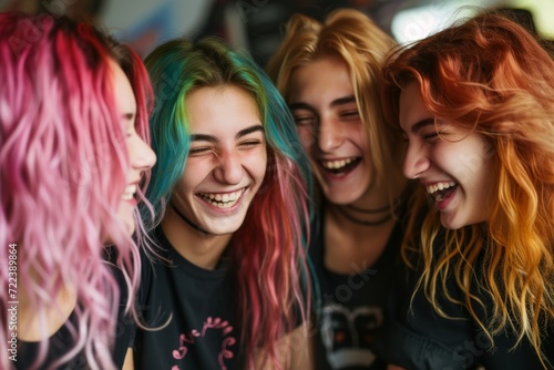group of colored hair teenagers  inspo snapshot aesthetic