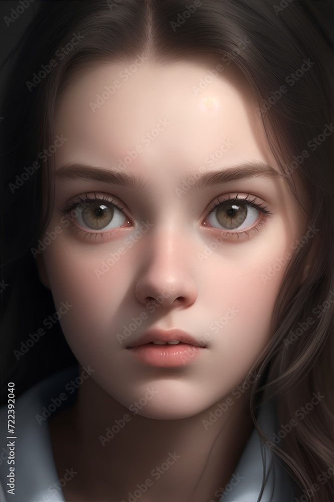 A young attractive girl in a state of stress, deep mental turmoil, with wrinkles on her forehead A young attractive girl in a state of stress, deep mental turmoil, with wrinkles on her forehead
