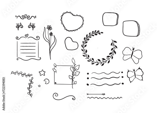 Journaling floral doodles vector set 