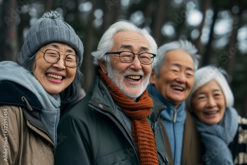 group of laughing aged peole with silver hair