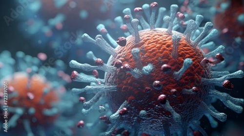 Virus, bacteria, fungi medical background. Neural network AI generated art photo