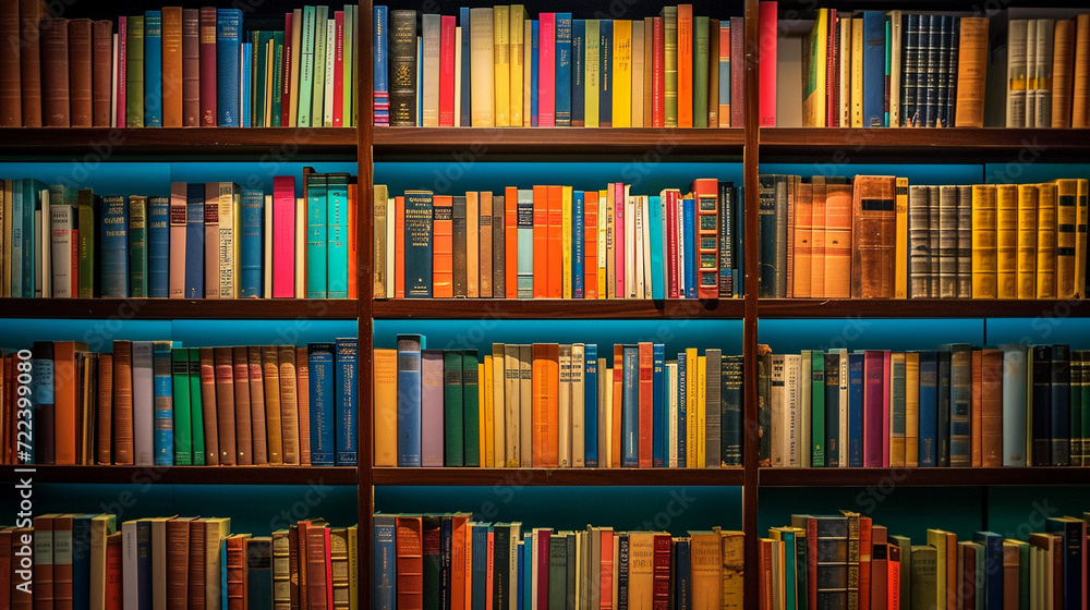 Wall of books on the shelfs