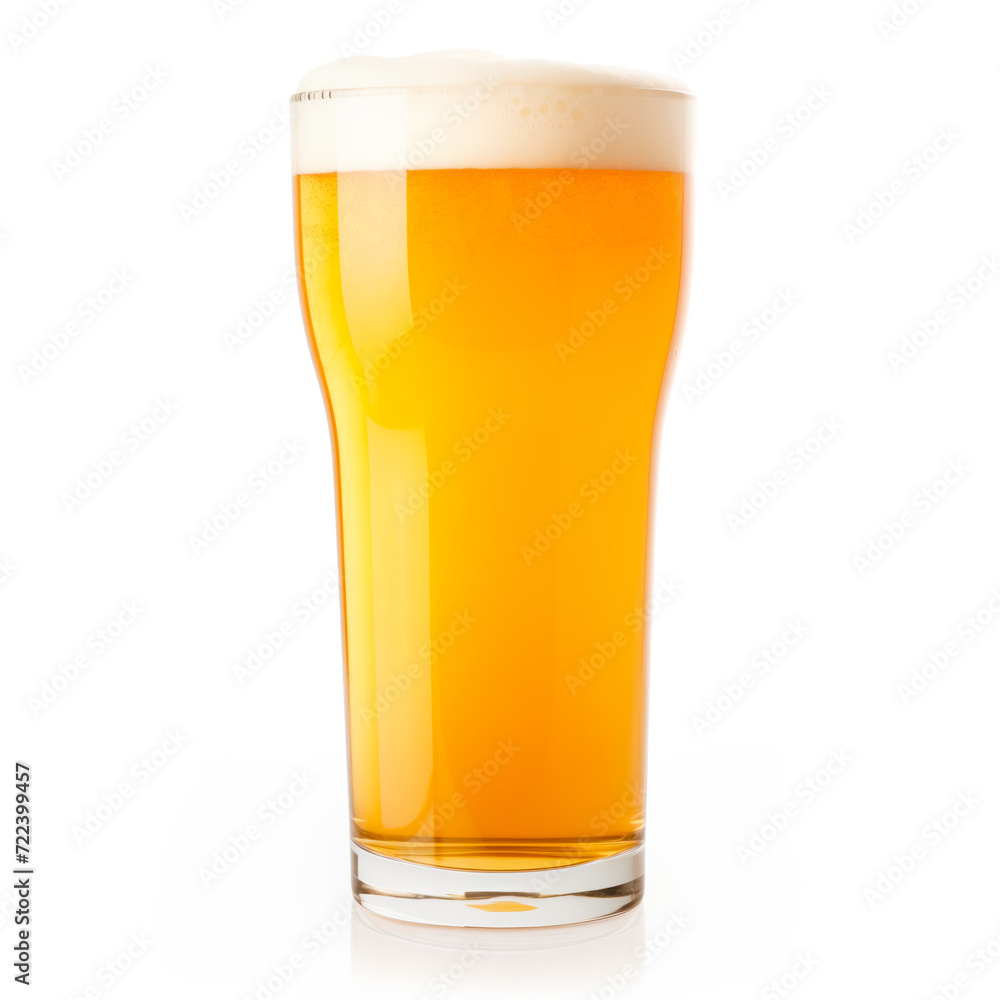 Beer in a tall glass on a white background. Mugs with drink like Ipa, Pale Ale, Pilsner, Porter or Stout Beer in a tall glass on a white background. Mugs with drink like Ipa, Pale Ale, Pilsner, Porter or Stout