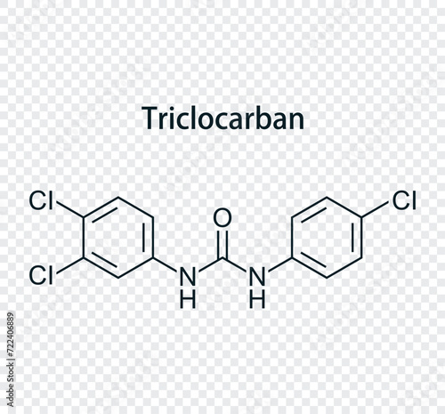 Chemical structure of Triclocarban. Vector illustration isolated on transparent background.