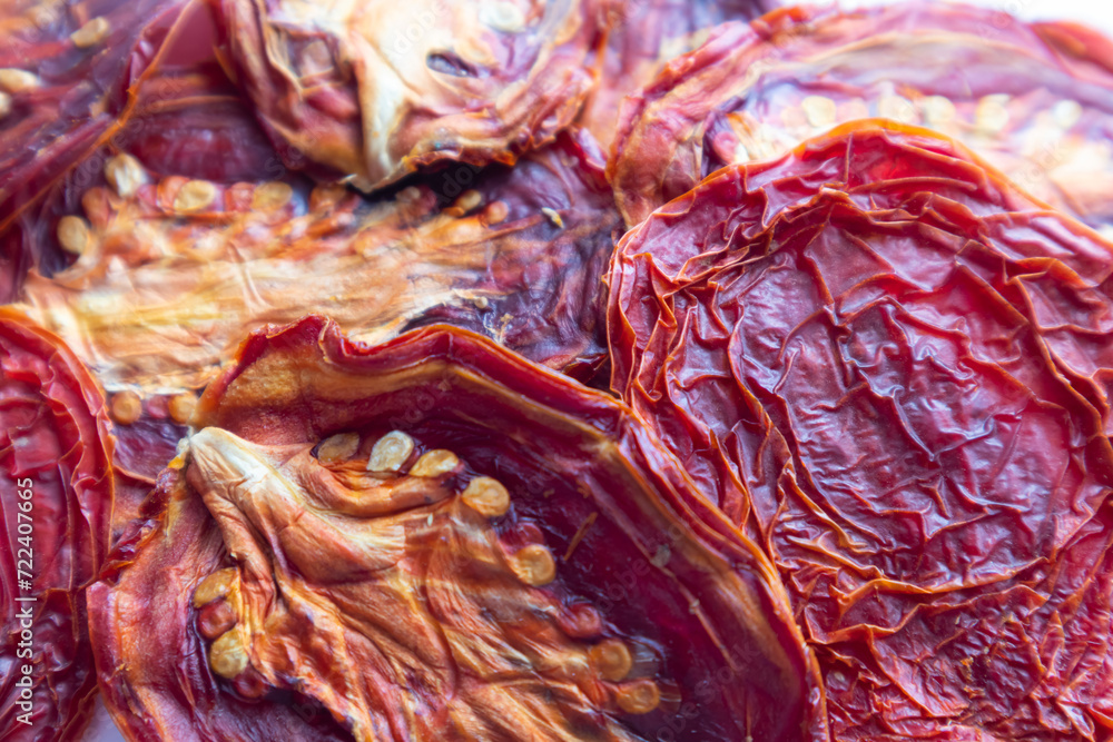 Obraz premium Background with dried tomatoes. Close-up.Food.