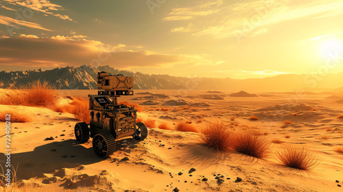 AI robot work in deserts - AI Generated