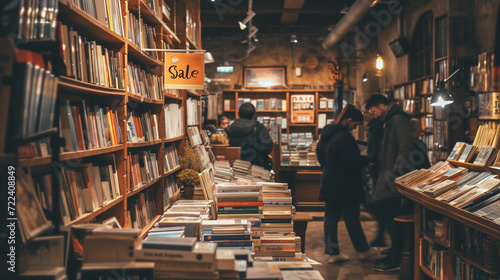 cozy bookstore, shelves overflowing with books, 