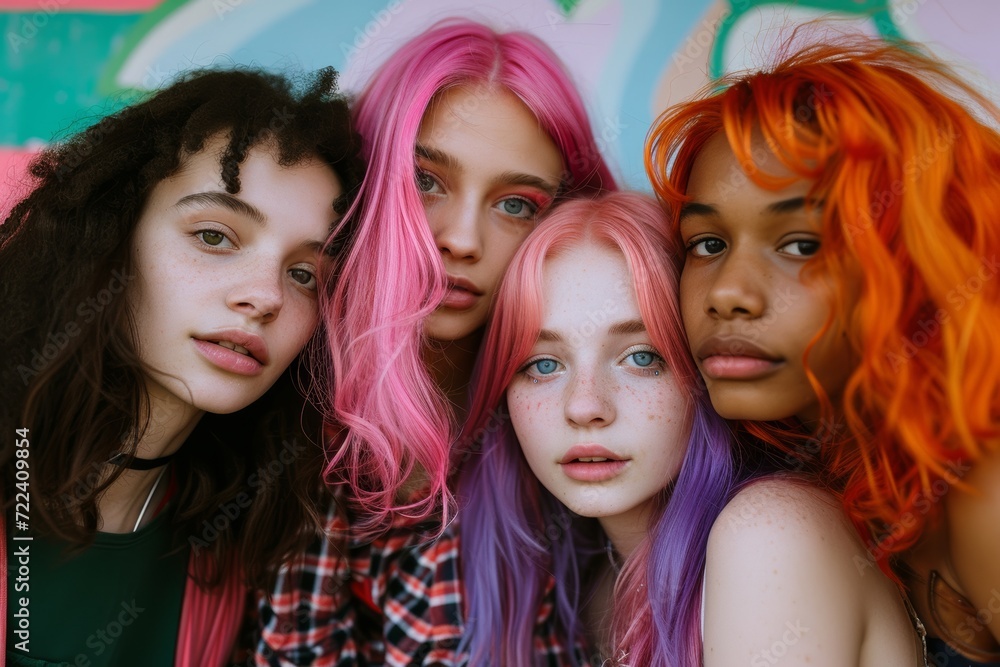 group of colored hair teenagers ,inspo,snapshot aesthetic group of colored hair teenagers ,inspo,snapshot aesthetic