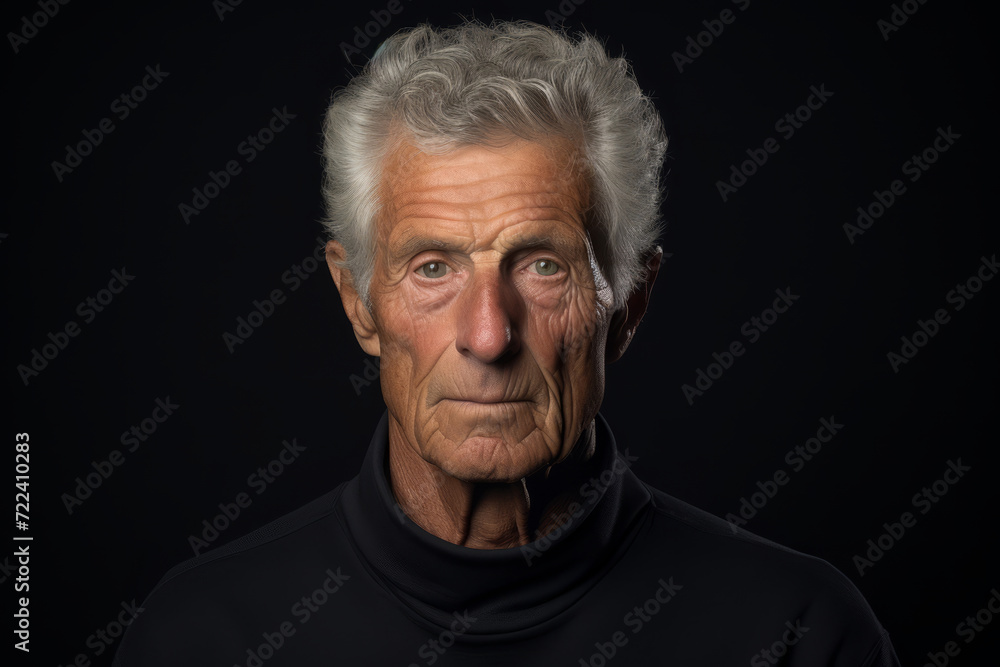 Portrait of an elderly man with a serious expression on a dark background. Portrait of an elderly man with a serious expression on a dark background.