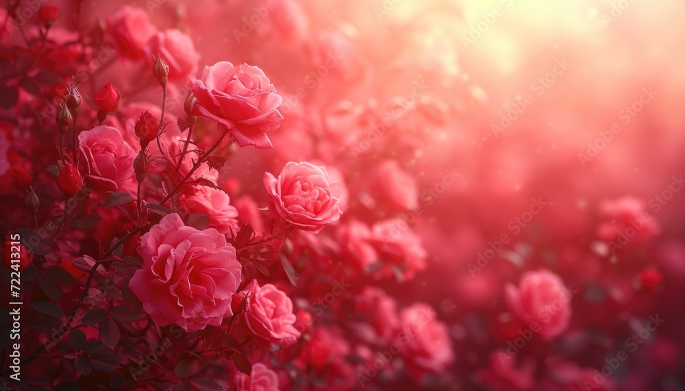 red roses background with light and dark shades, in the style of realistic, poster, soft mist red roses background with light and dark shades, in the style of realistic, poster, soft mist