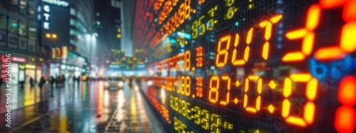 Financial market dynamics Blurred image of a stock market board