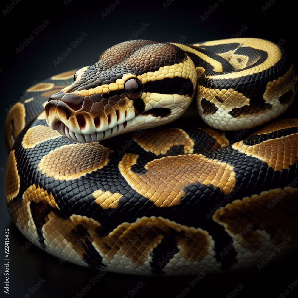 Obraz premium Snake, cobra, isolated on black background. Reptiles in nature. AI generated