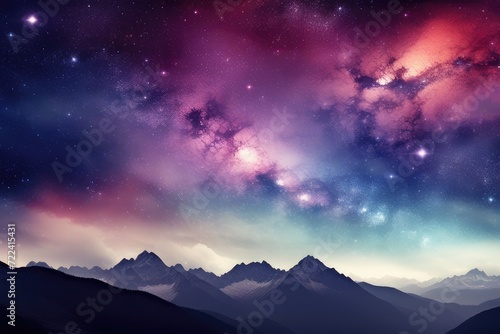 Fantasy Galaxy Landscape Background. Generative AI