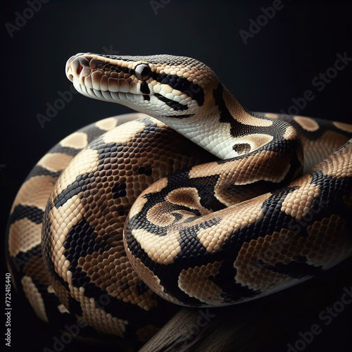 Snake, cobra, isolated on black background. Reptiles in nature. AI generated