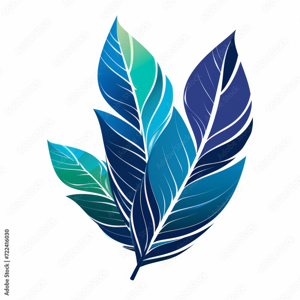 a blue and green leaves
