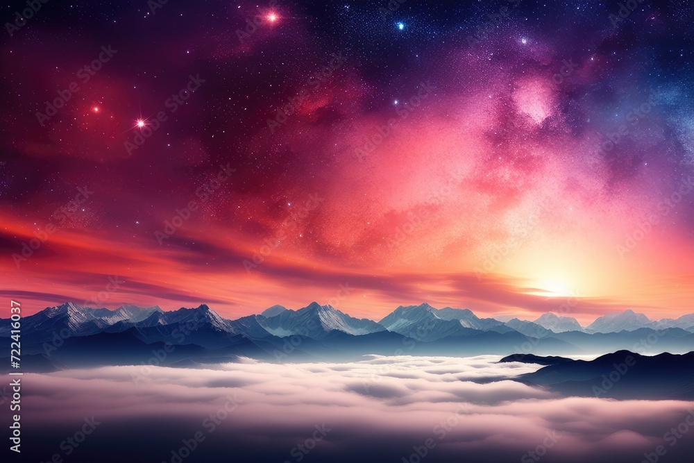 Fantasy Galaxy Landscape Background. Generative AI