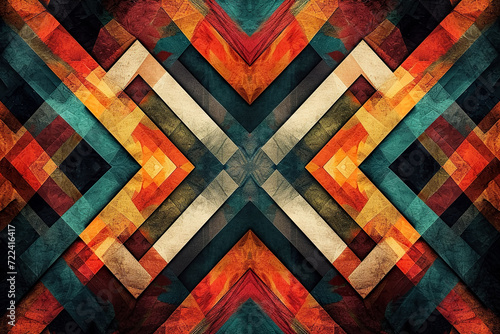 Create a symmetrical pattern of geometric shapes, with alternating textures photo