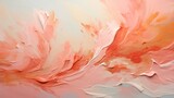 Fluid coral, peach and pink paint strokes creating an abstract design. Concept of abstract painting, fluid art, pastel backdrop, artistic swirls.