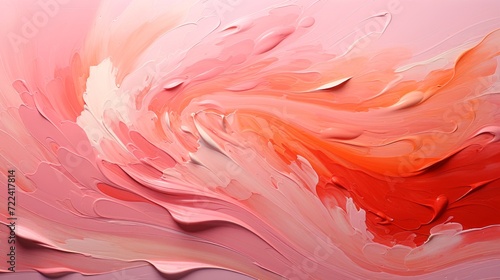 Fluid coral, peach, white and pink paint strokes creating an abstract design. Concept of abstract painting, fluid art, pastel backdrop, artistic swirls.