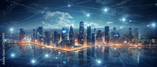 Technology representation Smart City and network connection concept