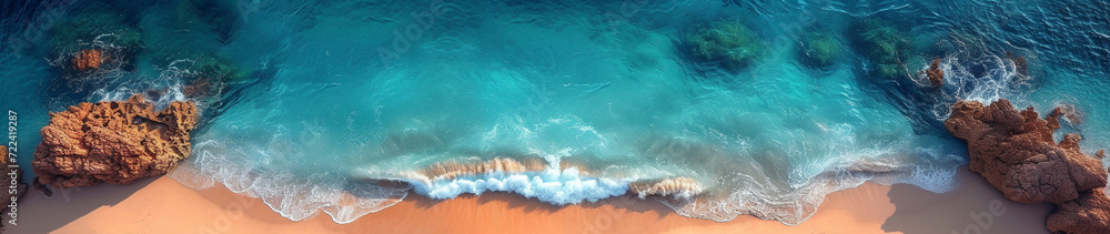  turquoise and tropical beach with a wiew from above