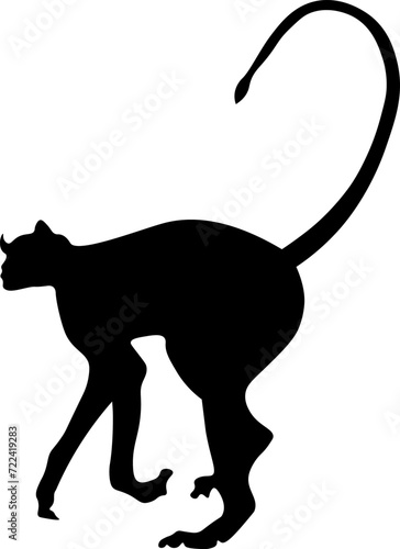 Macaque silhouette, monkey silhouette