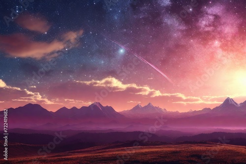 Fantasy Galaxy Landscape Background. Generative AI