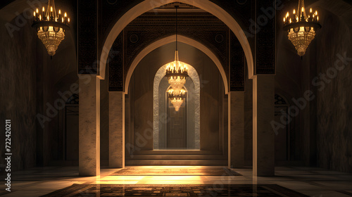 Entrance to the mosque in the evening