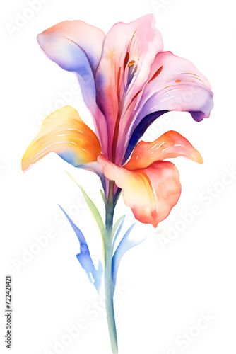 Eine bunte Aquarell Blume, Lilie 