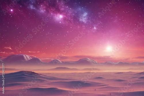 Fantasy Galaxy Landscape Background. Generative AI