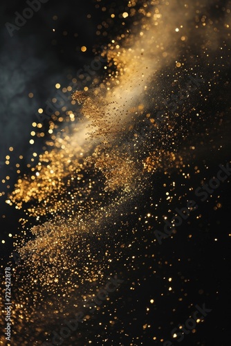 Magical Night: Glimmering Gold Dust on Dark Background with Abstract Texture