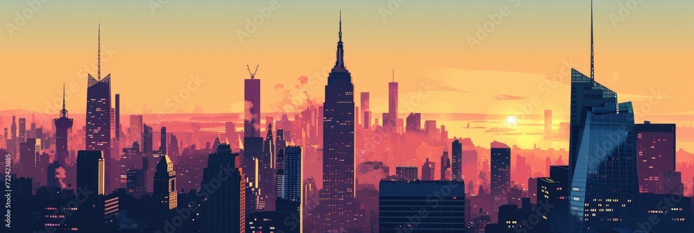 New York City Skyline: A Majestic Urban Landmark for Your Business Travel Postcard