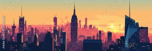New York City Skyline: A Majestic Urban Landmark for Your Business Travel Postcard