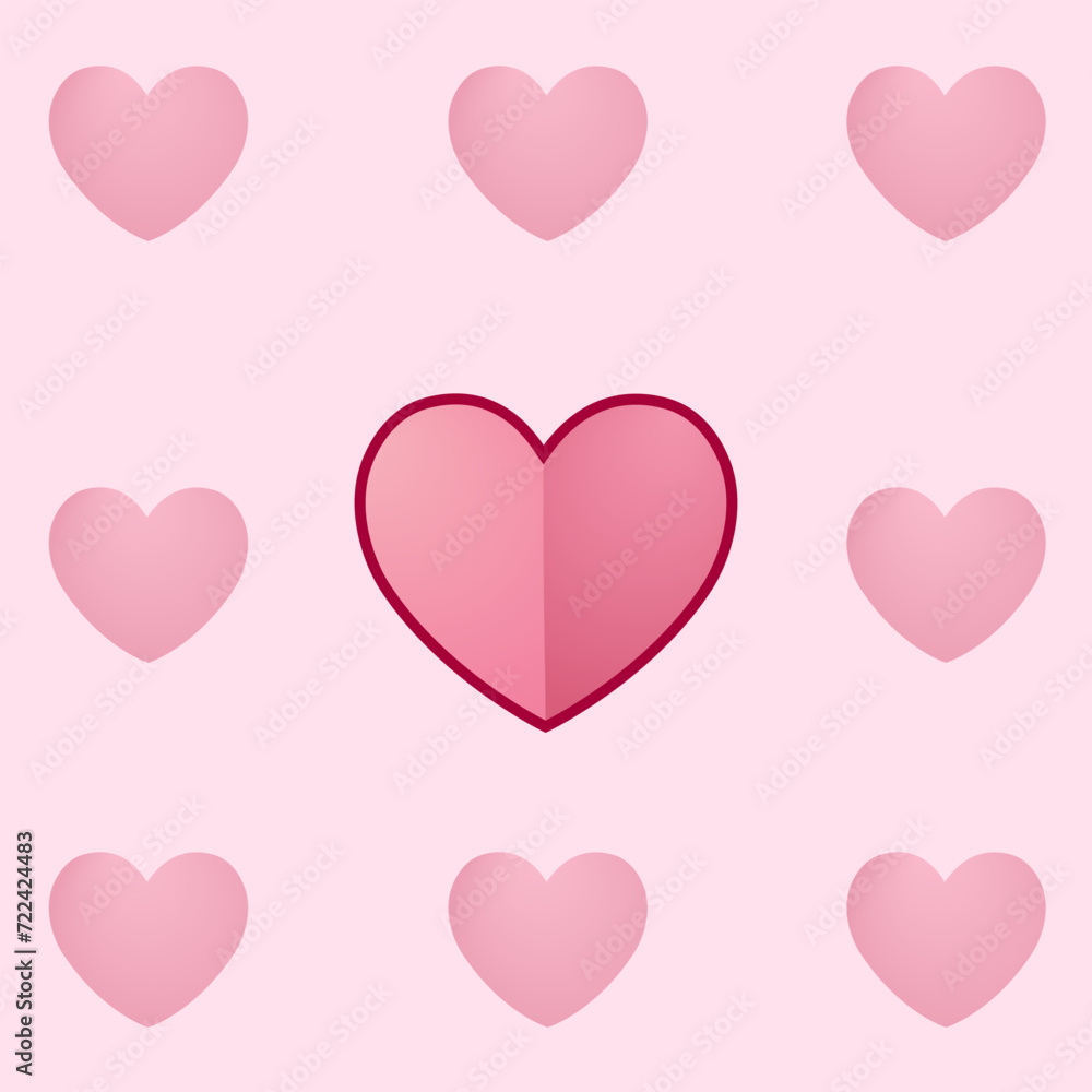 A lot of hearts on pink background. For Valentine s Day. Vector