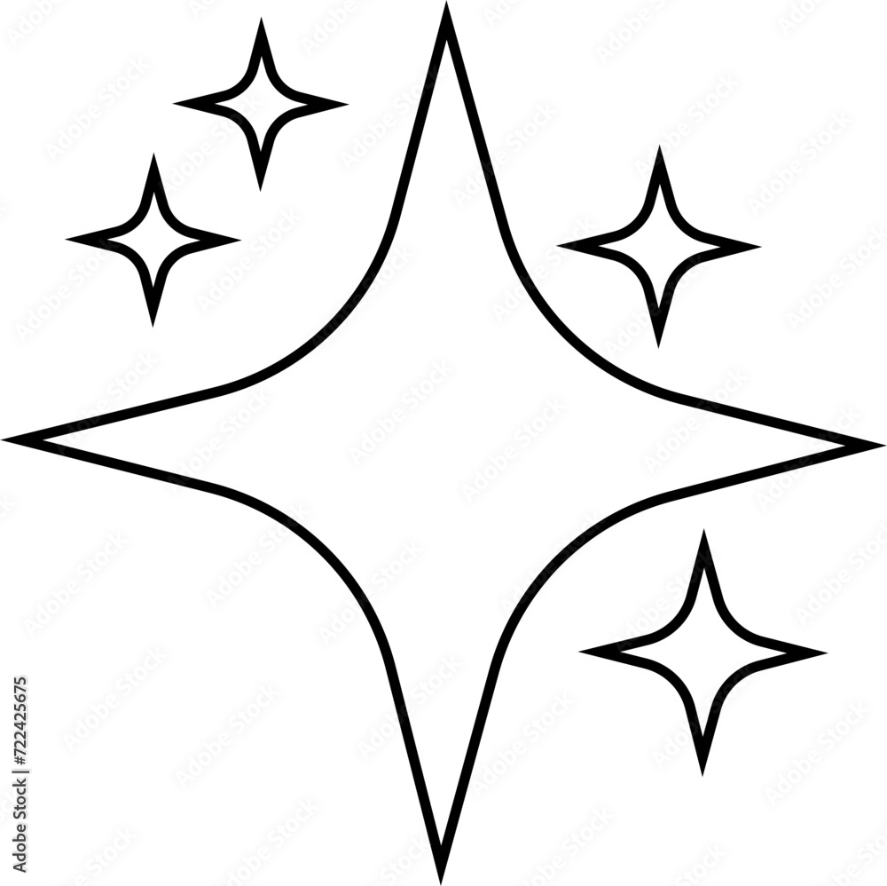 Retro futuristic sparkle twinkling star icon star shape. Abstract cool shine effect sign black line vector design isolated on transparent background for posters, projects, banners, logo, business card Retro futuristic sparkle twinkling star icon star shape. Abstract cool shine effect sign black line vector design isolated on transparent background for posters, projects, banners, logo, business card