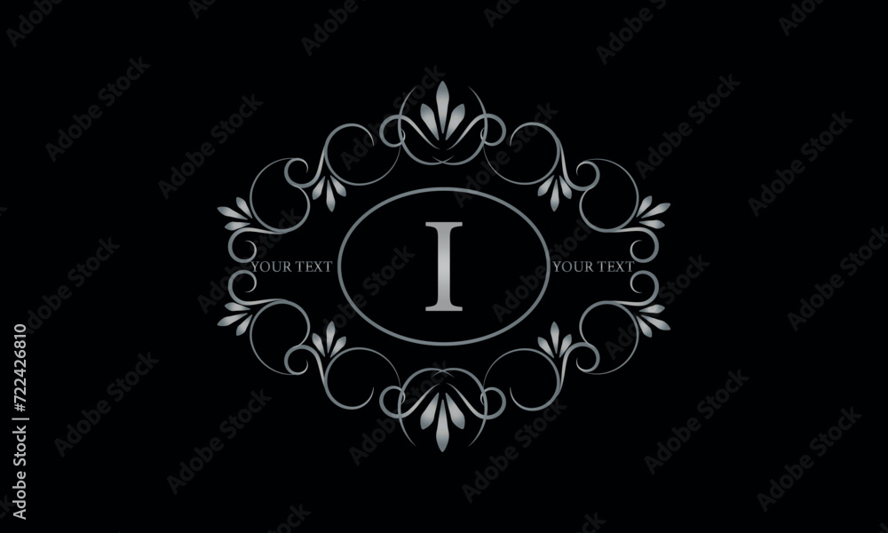 Logo design for hotel, restaurant and others. Monogram design with luxury letter I on dark background
