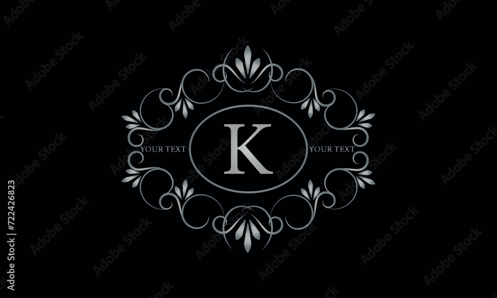 Logo design for hotel, restaurant and others. Monogram design with luxury letter K on dark background