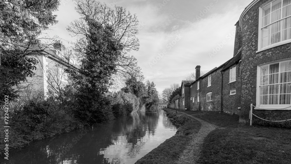 Vintage buildings at the side of an English industrial canal.