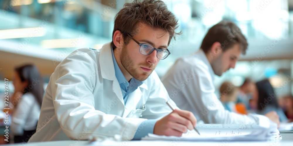 Scientist in Lab Coat Writing Notes on Paper